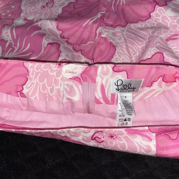 (EUC) Lilly Pulitzer Pink Floral Print Ric-Rac Trim A Line Skirt Size 6 - Picture 9 of 11